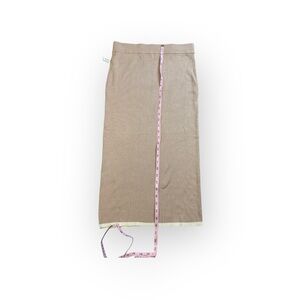 Rachel Zoe Ribbed Knit Midi Skirt in Beige/Taupe (M